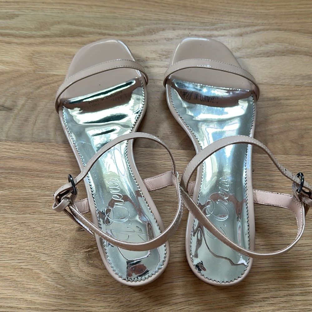 J Crew strappy sandals patent dusty pink taupe size 8.5, adjustable ankle strap - Picture 2 of 12